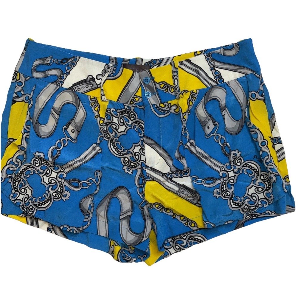 Hale Bob Silk Shorts Size 8 Chain Design Pleated Pockets‎ Short Shorts